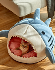 Enclosed Warm Shark Cat Bed